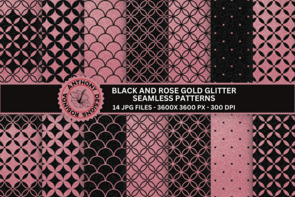 Black Rose Gold Glitter Seamless Patterns