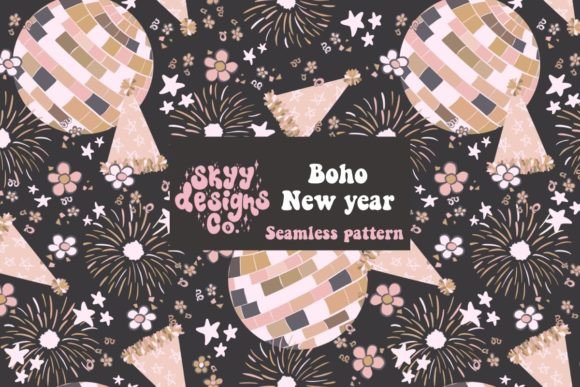 Boho New Year Seamless Pattern