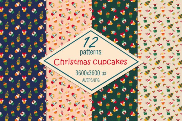 Christmas Cupcakes Digital Paper