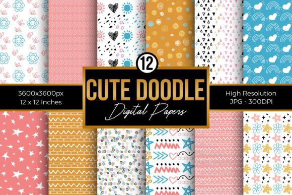 Cute Abstract Doodle Digital Papers: A Creative Resource for Design Enthusiasts