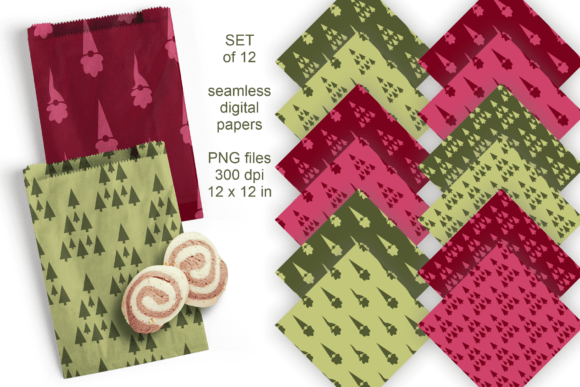 Discover the Magic of Gnomes and Xmas Trees Seamless Papers