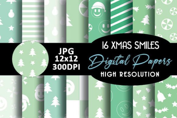 Embracing Creativity with Mint Smile Face Christmas Digital Papers
