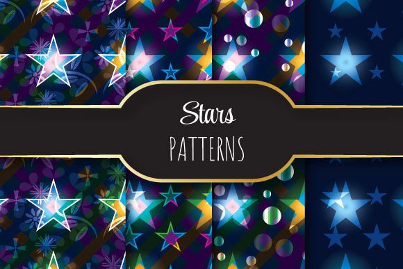 Glowing Stars Vector Patterns for Design Projects