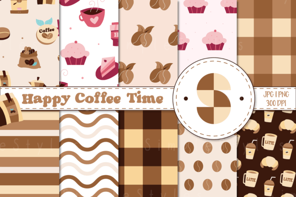 Happy Coffee Time Digital Paper
