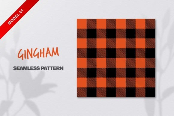 Orange Gingham Seamless Pattern