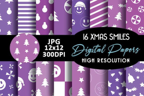 Purple Smiles Christmas Digital Paper